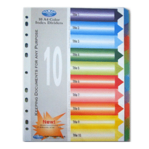 Bìa phân trang nhựa 10 màu